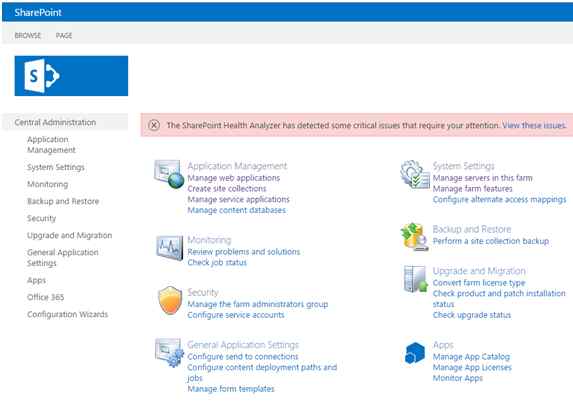 SharePoint central administration